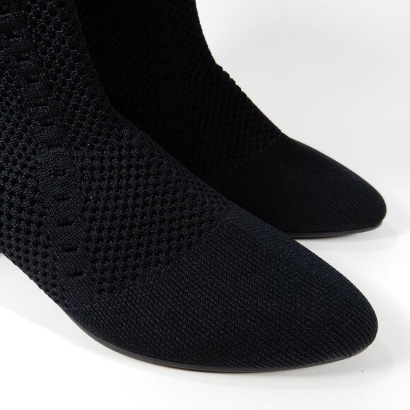 EILEEN FISHER Honey Stretch Knit Socks Booties Size 5 Black Block Heel NEW $235 - Picture 10 of 11